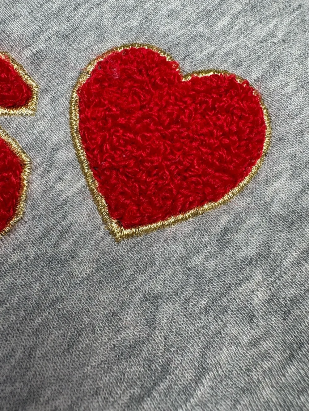 J. Crew Gray Crewneck Sweatshirt with Red 'PARIS' Appliqué and Heart